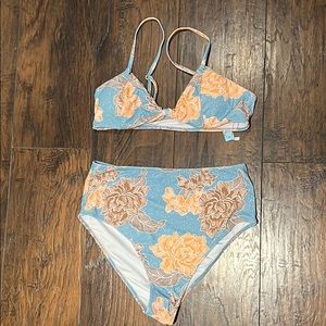 SOLD NWT Cupshe Bathing Suit Blue & Orange Floral